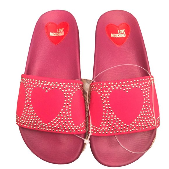 Love Moschino Pink Heart Studded Sandals - Picture 4 of 9